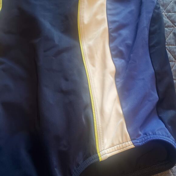 Lands' End Sport Size 14 Blue White Striped Criss Cross Back Swimsuit - Picture 2 of 8